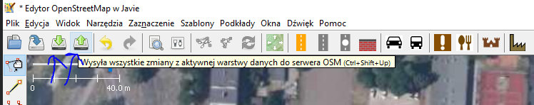 Zrzut ekranu pokazujący przyciski pobierania i wysyłania danych