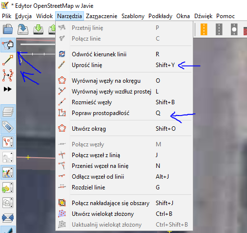 Zrzut ekranu pokazujący narzędzia